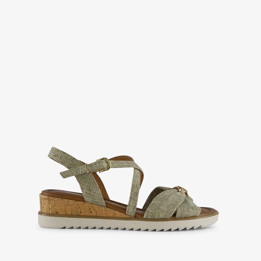 Dames sandalen met sleehak beige