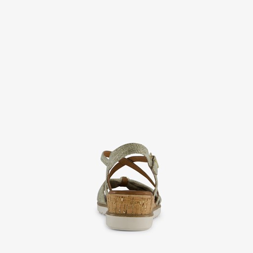 Dames sandalen met sleehak beige