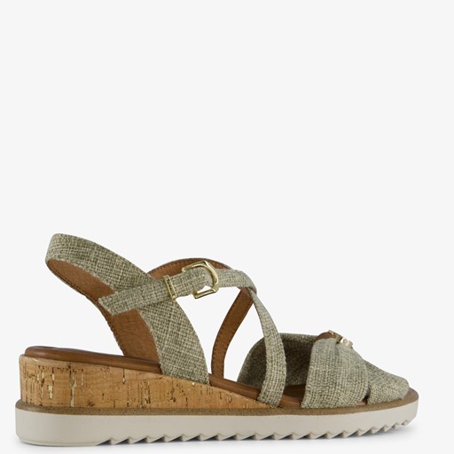Dames sandalen met sleehak beige