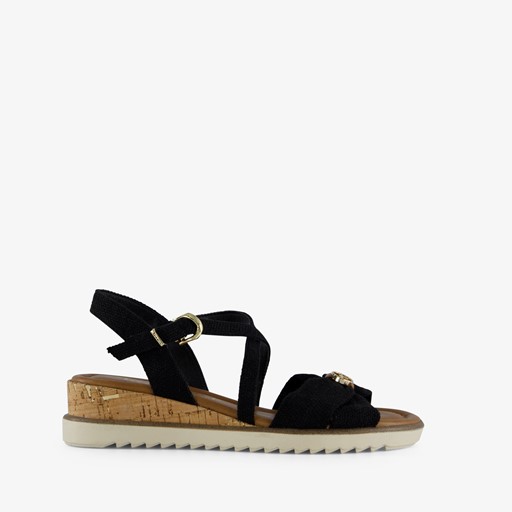 Dames sandalen met sleehak zwart