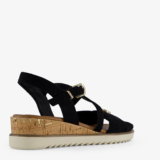 Dames sandalen met sleehak zwart