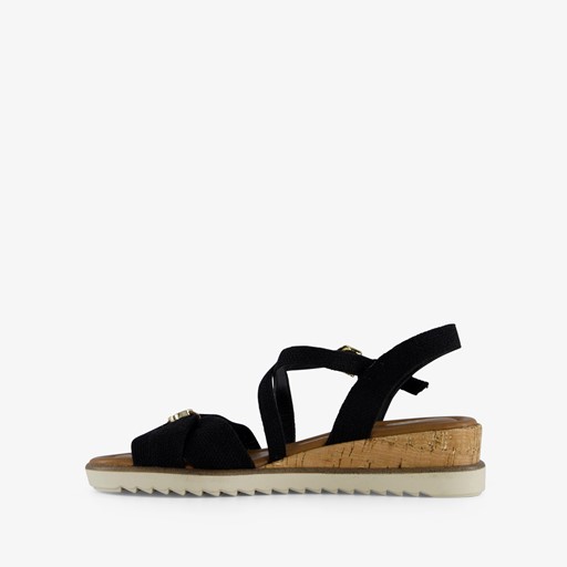Dames sandalen met sleehak zwart