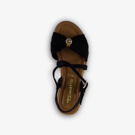 Dames sandalen met sleehak zwart