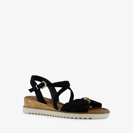 Dames sandalen met sleehak zwart