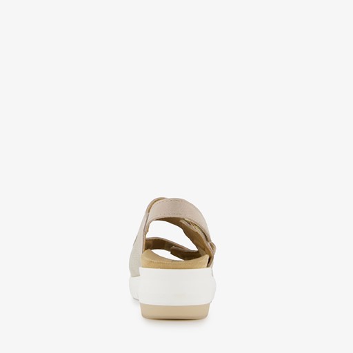 Leren dames sandalen beige