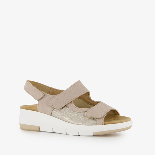 Leren dames sandalen beige