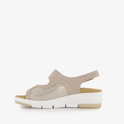 Leren dames sandalen beige