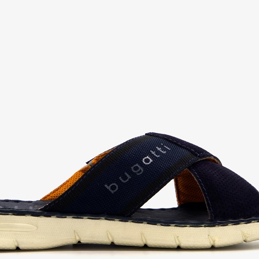 Leren slippers met leren voetbed blauw