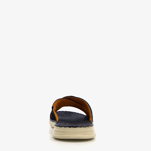 Leren slippers met leren voetbed blauw