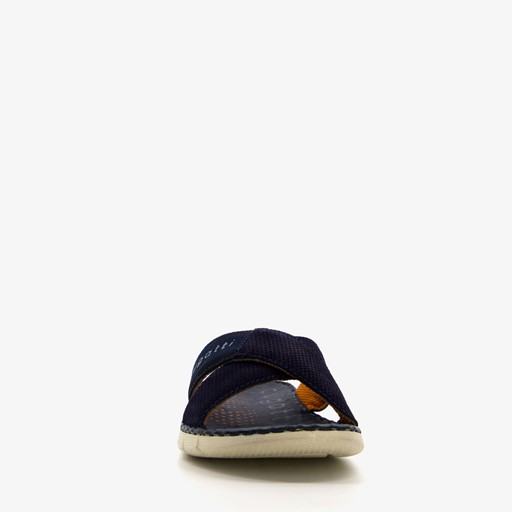 Leren slippers met leren voetbed blauw