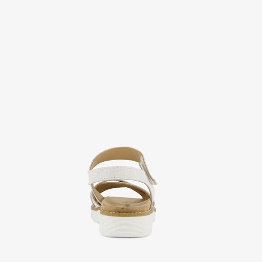 Leren dames sandalen wit zilver
