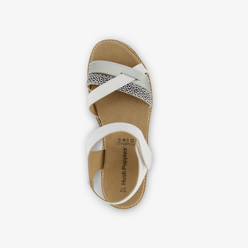 Leren dames sandalen wit zilver