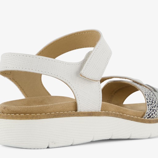 Leren dames sandalen wit zilver