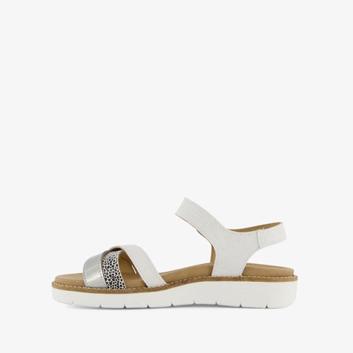Leren dames sandalen wit zilver