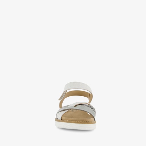 Leren dames sandalen wit zilver