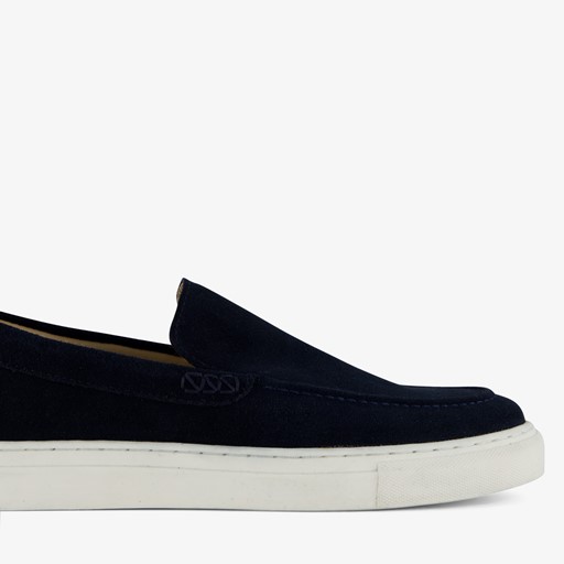 Suede heren instappers donkerblauw