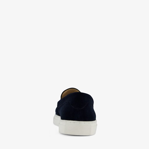 Suede heren instappers donkerblauw