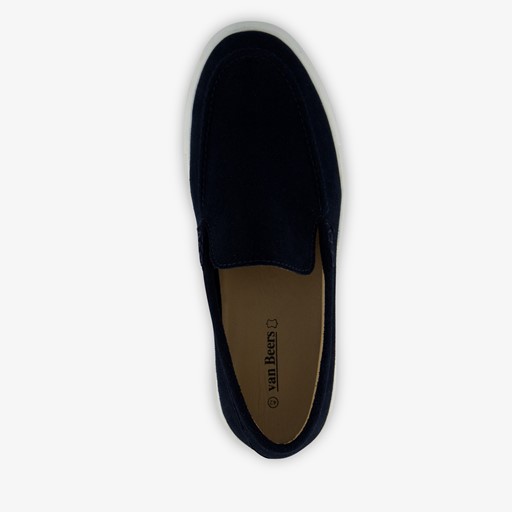 Suede heren instappers donkerblauw