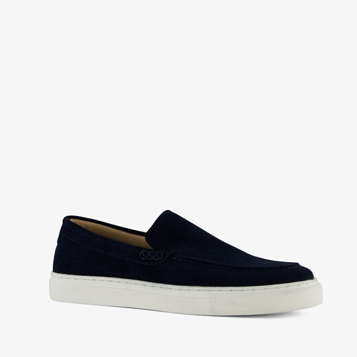 Suede heren instappers donkerblauw
