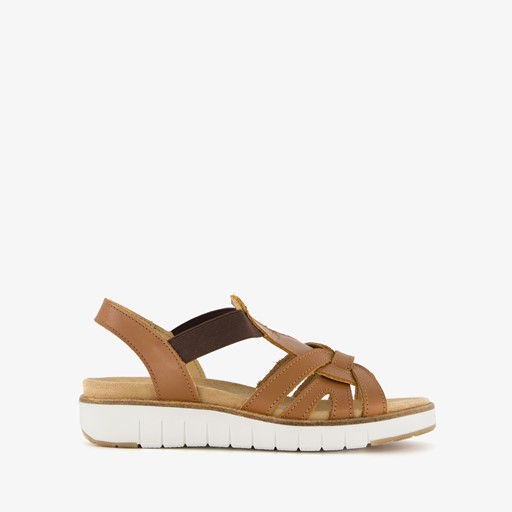 Leren dames sandalen cognac
