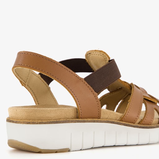 Leren dames sandalen cognac