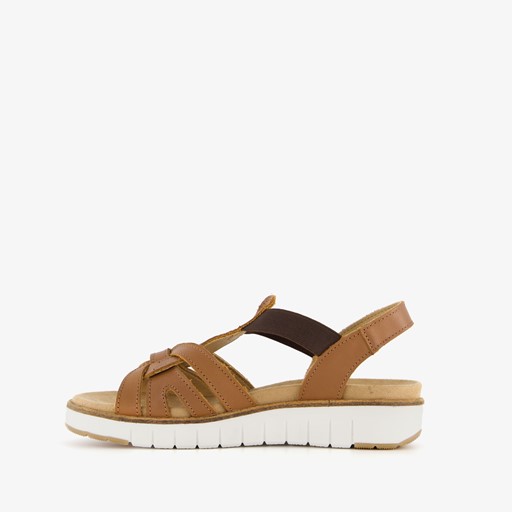 Leren dames sandalen cognac