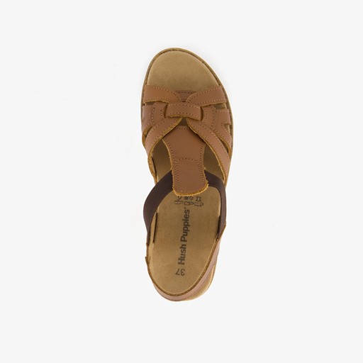 Leren dames sandalen cognac