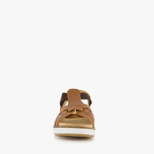Leren dames sandalen cognac