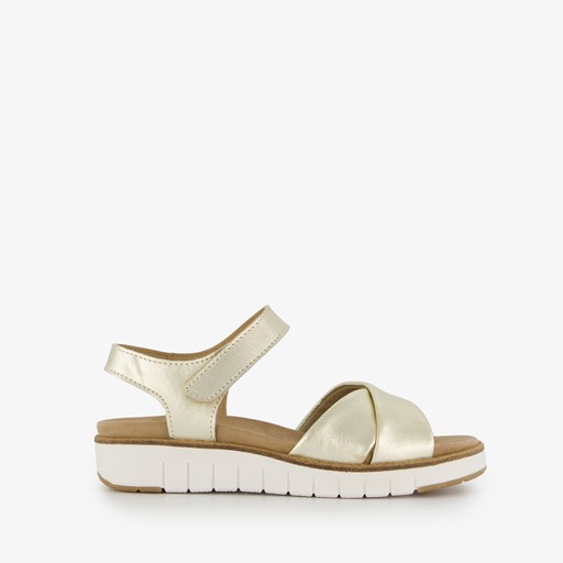 Leren dames sandalen metallic goud