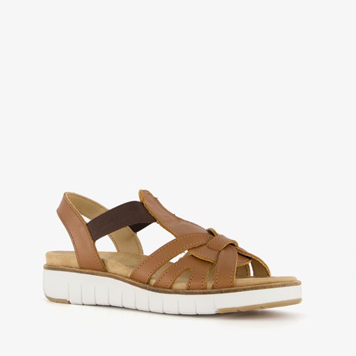 Leren dames sandalen cognac