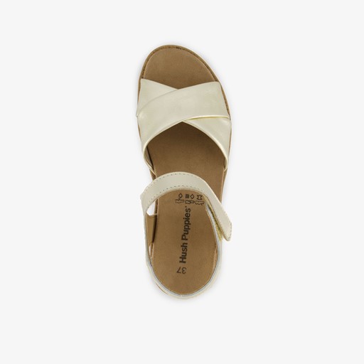 Leren dames sandalen metallic goud
