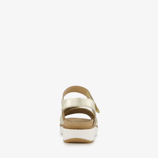 Leren dames sandalen metallic goud
