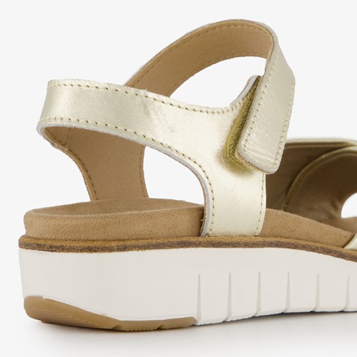 Leren dames sandalen metallic goud