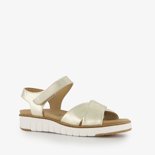 Leren dames sandalen metallic goud