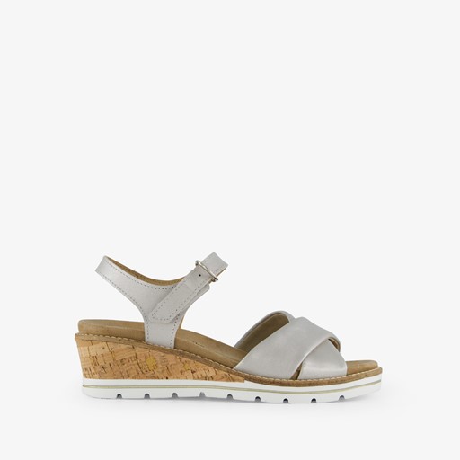 Leren dames sandalen met sleehak