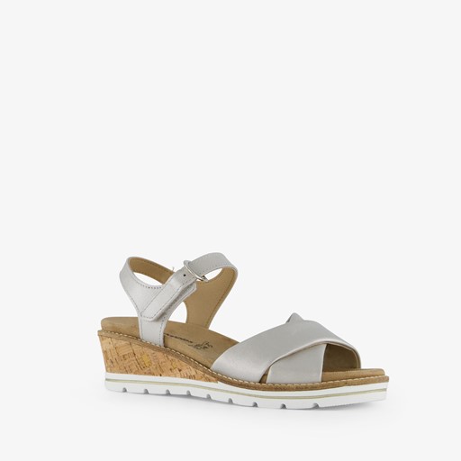 Leren dames sandalen met sleehak