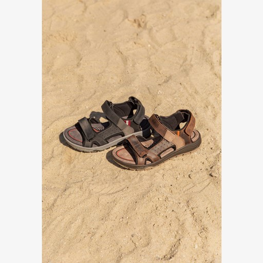 Leren heren sandalen zwart