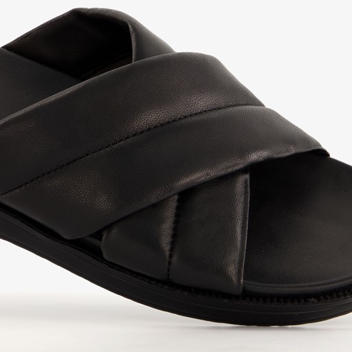 Leren heren slippers zwart