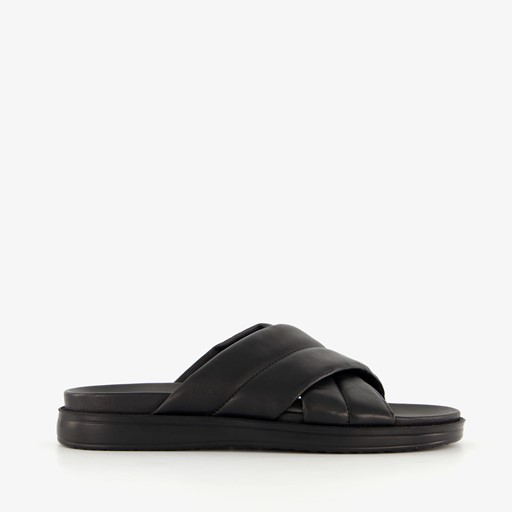 Leren heren slippers zwart