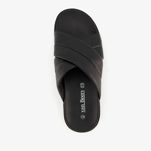 Leren heren slippers zwart