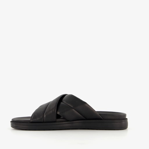 Leren heren slippers zwart