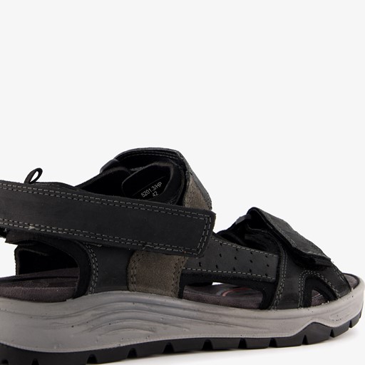 Leren heren sandalen zwart