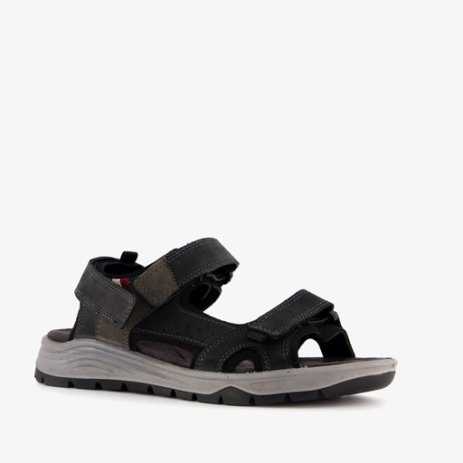 Leren heren sandalen zwart