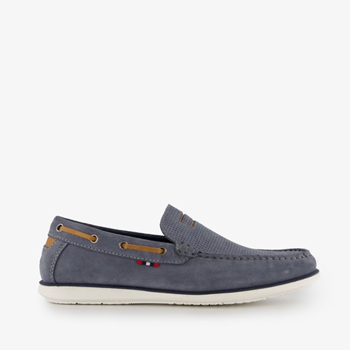 Suede heren instappers lichtblauw