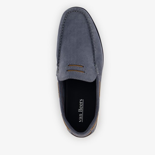 Suede heren instappers lichtblauw