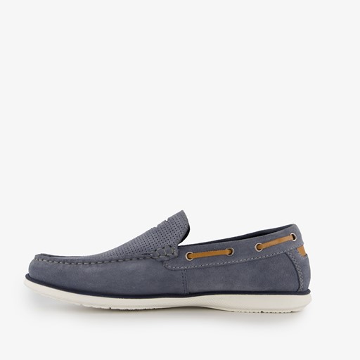 Suede heren instappers lichtblauw