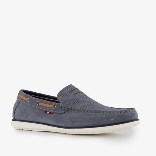Suede heren instappers lichtblauw