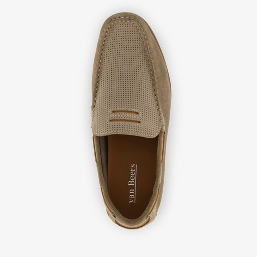 Suede heren instappers beige