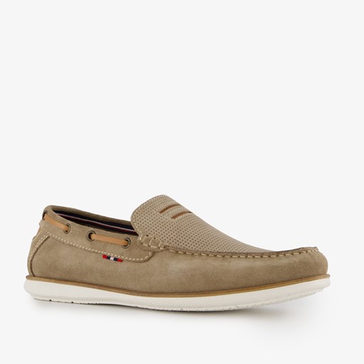 Suede heren instappers beige