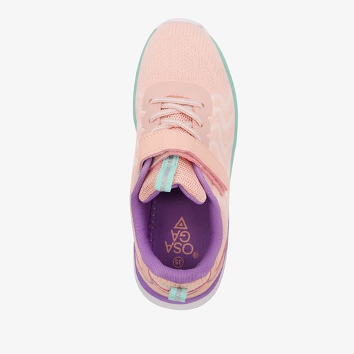 Meisjes sneakers roze met klittenband